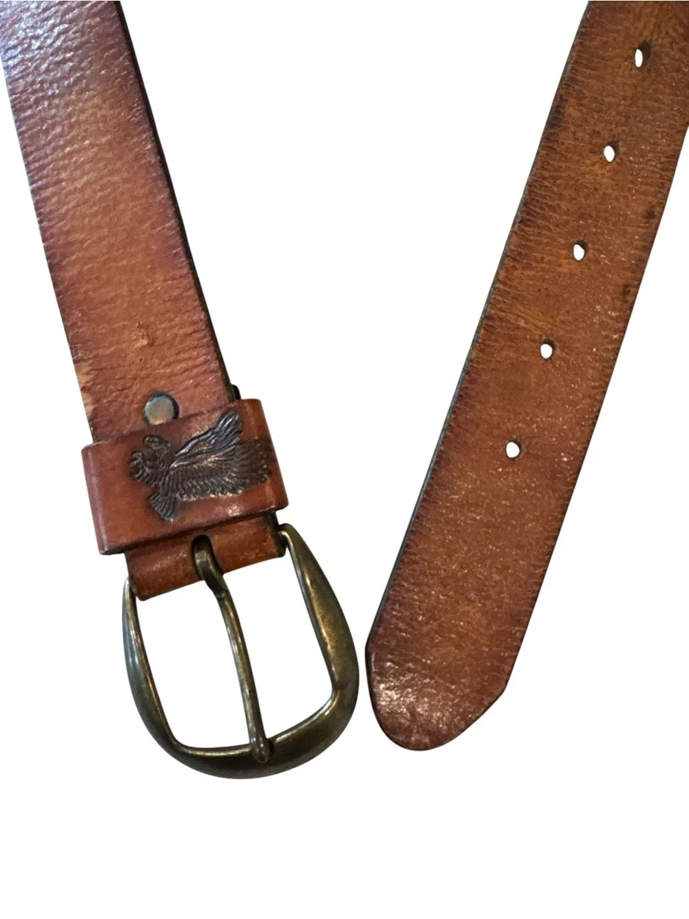 Vintage Genuine Leather Eagle Western Belt Brown Size 34/35 USA